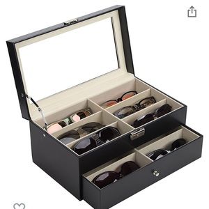 Sunglasses organizer, 12 slot double deck with lock